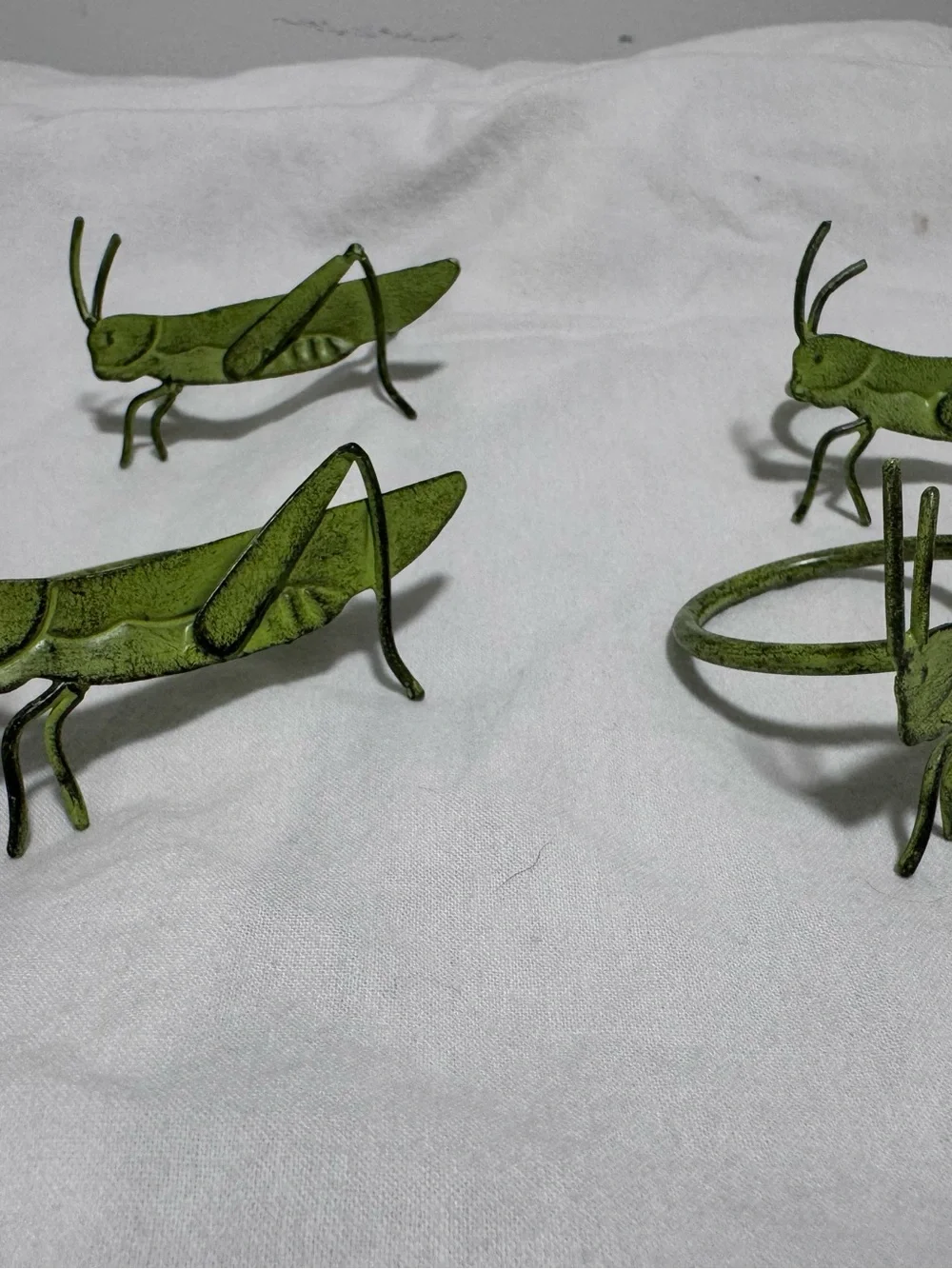 Vintage Napkin Rings Metal Grasshopper Green Set of 4 Pier One Fairycore Decor